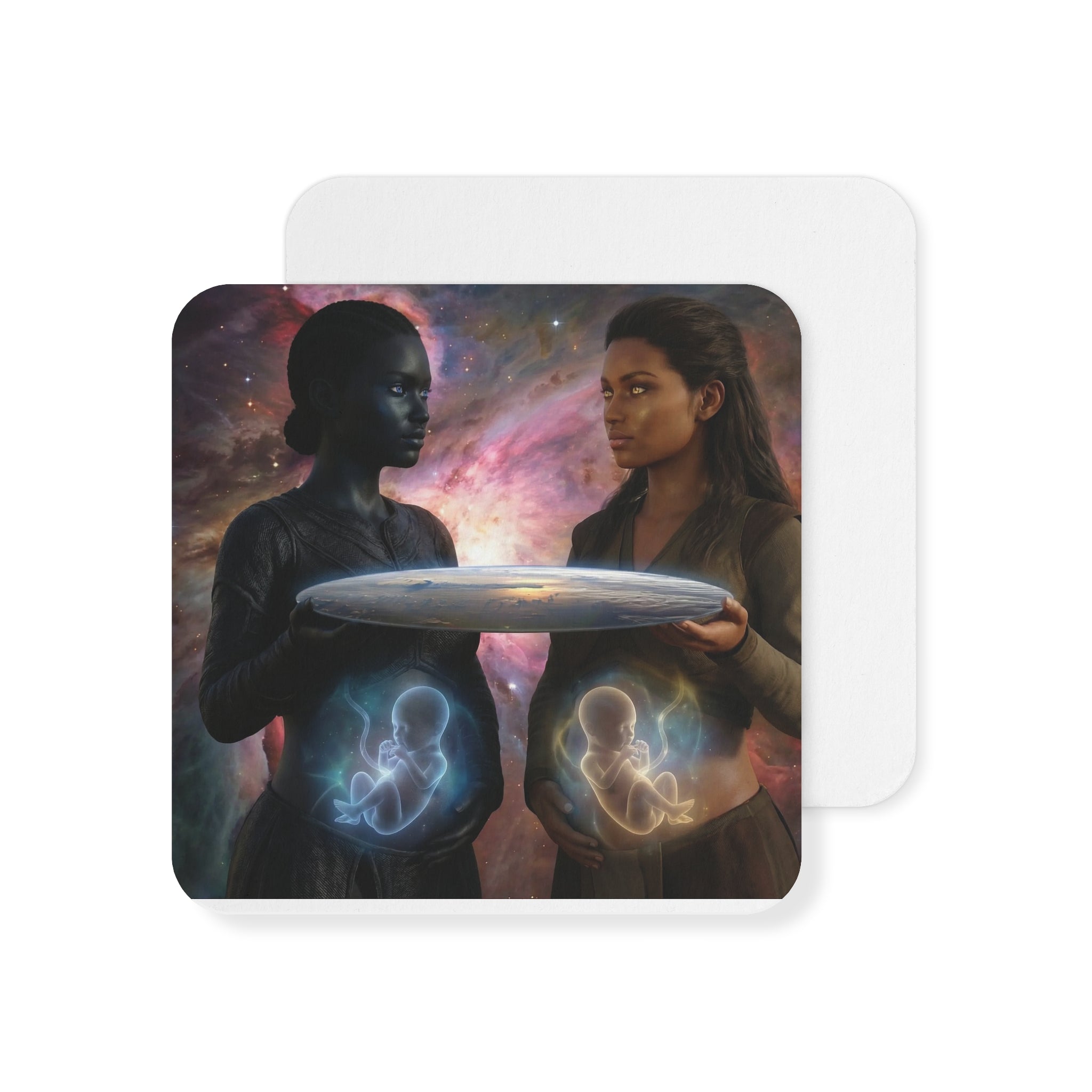 Mystical Duality Coasters — Cosmic Mothers Artwork (Set of 50/100)