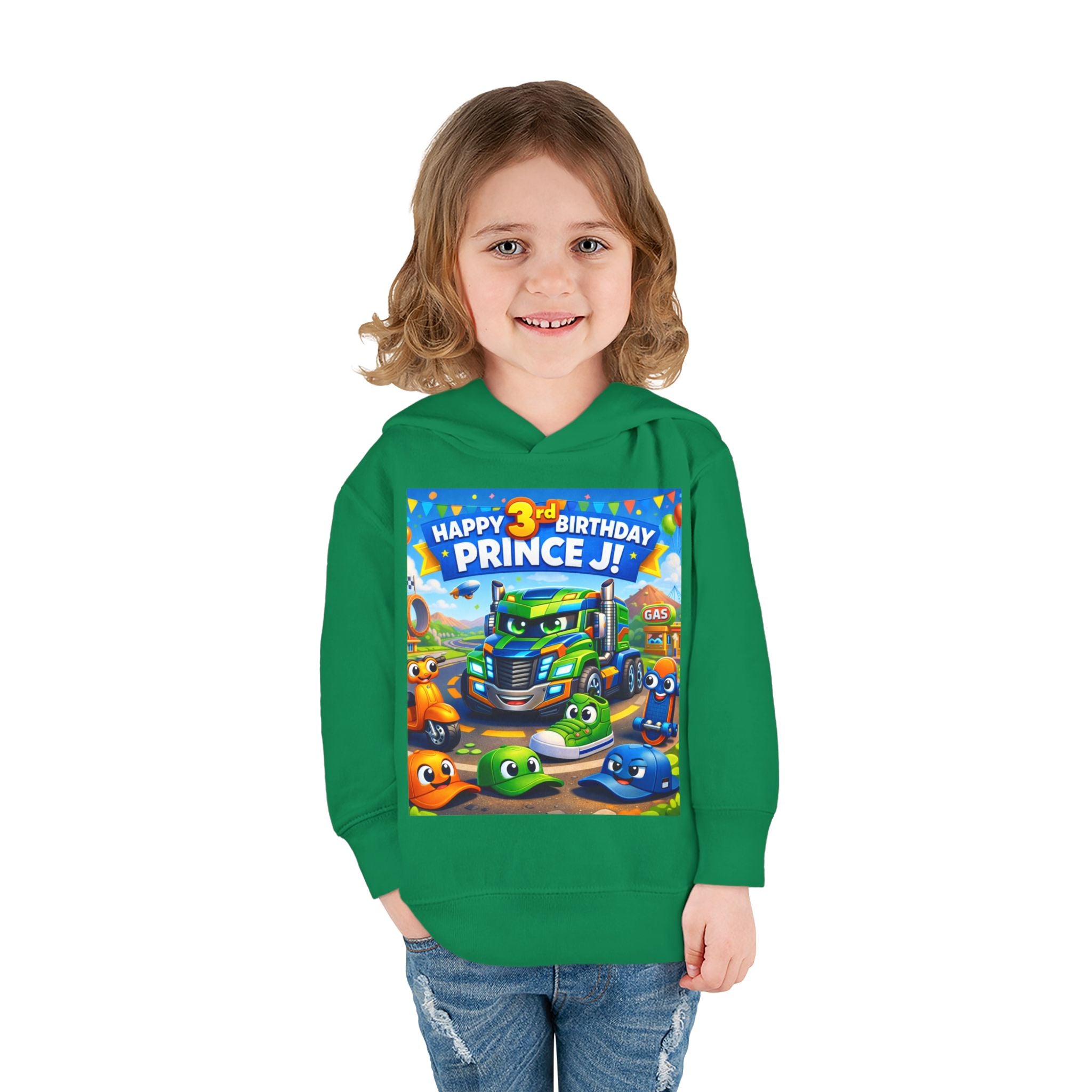 Toddler Hoodie — Colorful Birthday Truck & Candy Party Kids Pullover