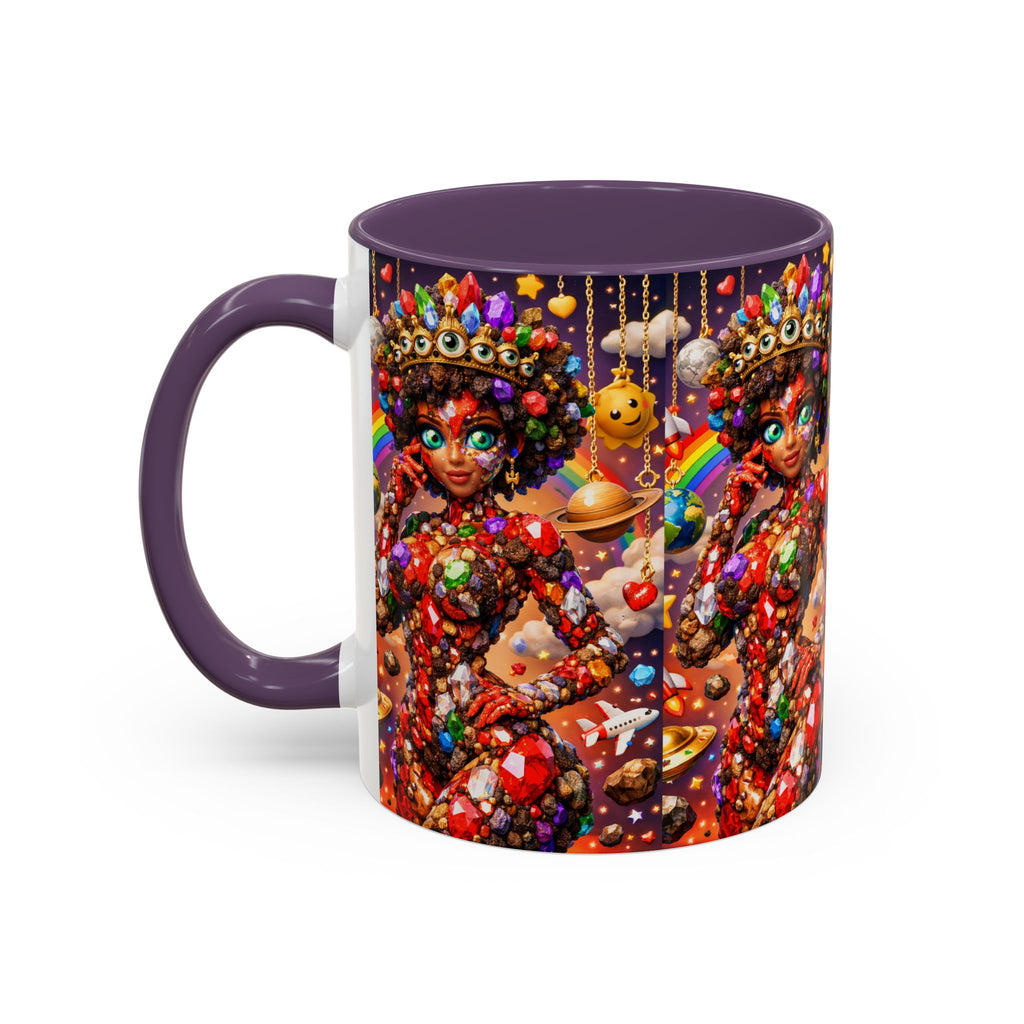 Celestial Candy Goddess Accent Coffee Mug — Colorful Cosmic Fantasy 11/15oz