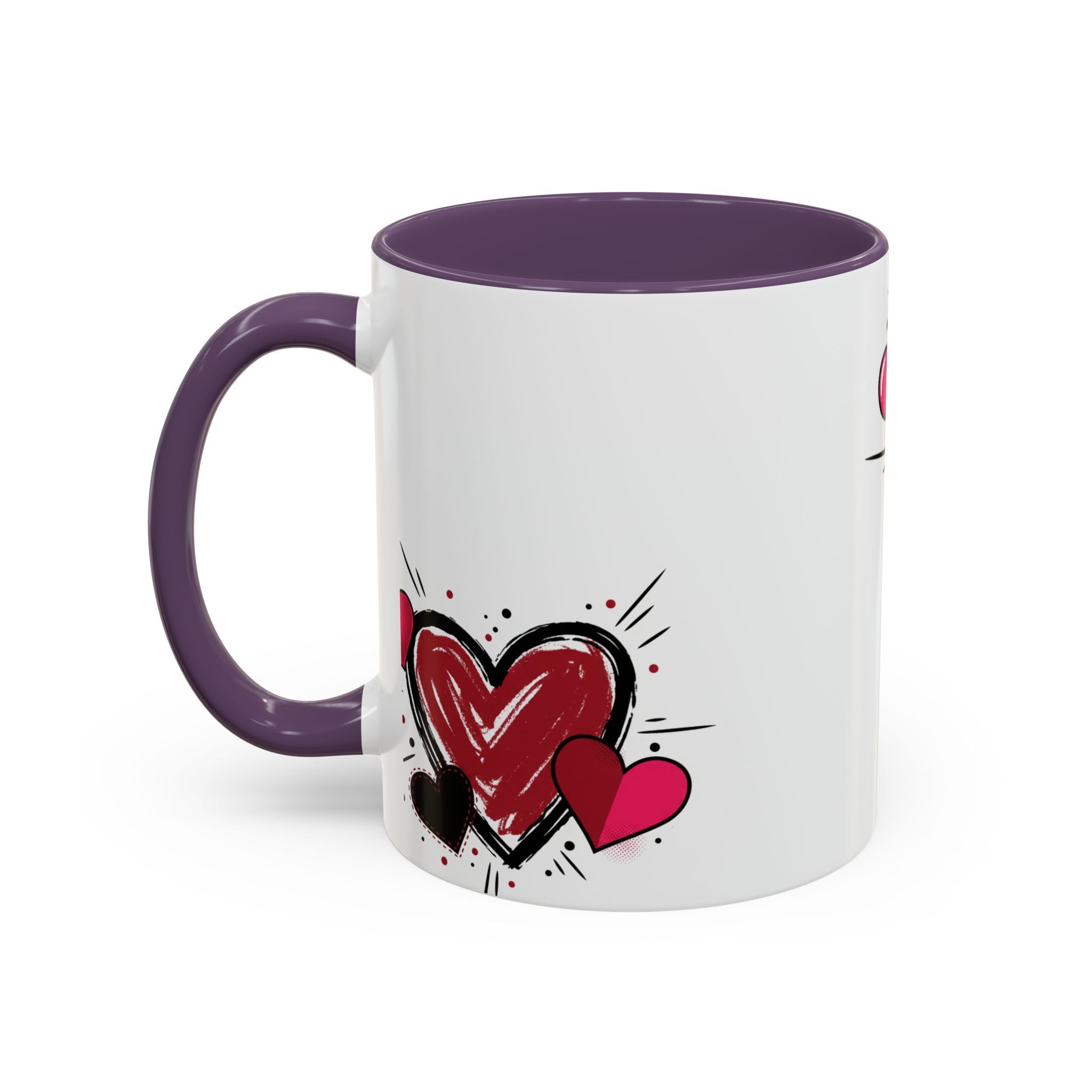 Hand-Drawn Hearts Accent Coffee Mug – Romantic Valentine’s Day Gift (11/15oz)