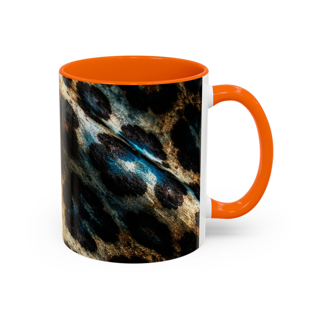 Teal Leopard Accent Coffee Mug — Bold Animal Print Ceramic Mug (11/15 oz)