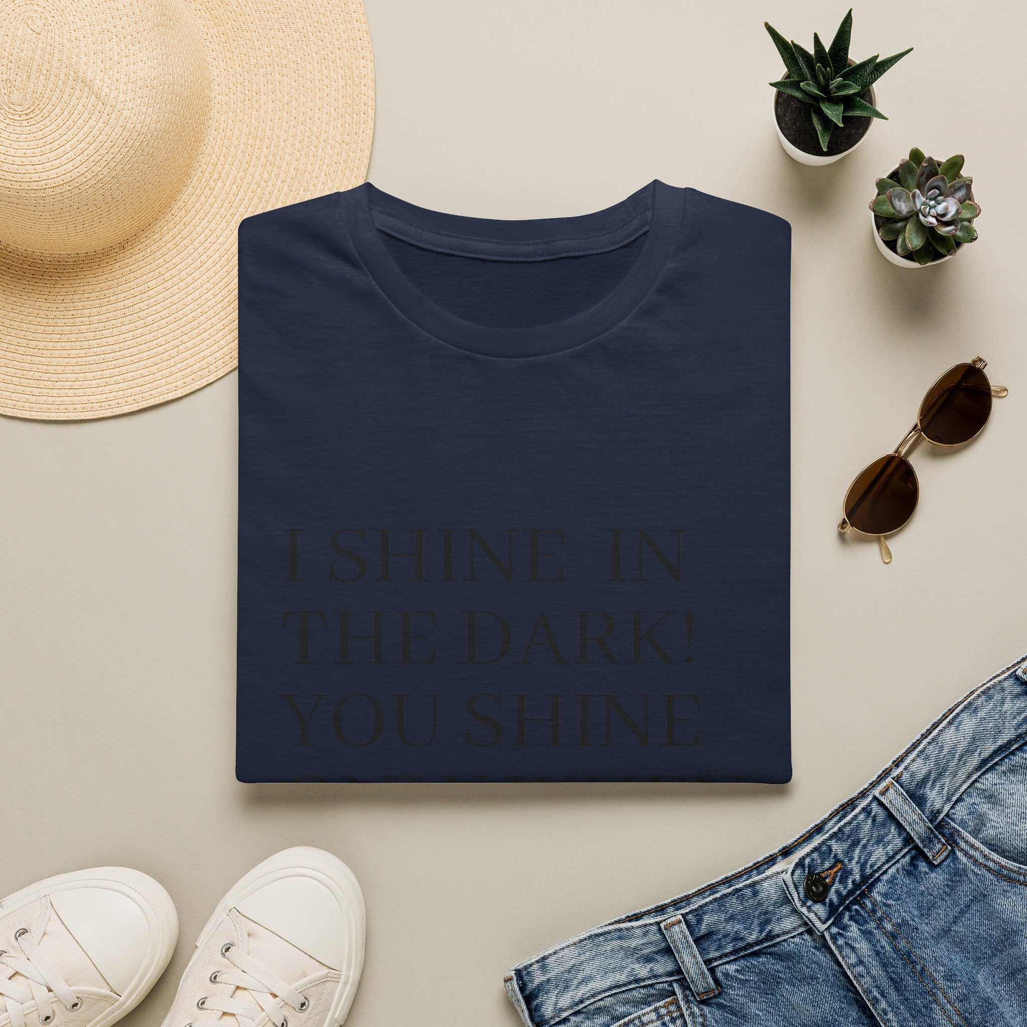 I Shine in the Dark Graphic T-Shirt — Bold Text Tee with Witty Quote