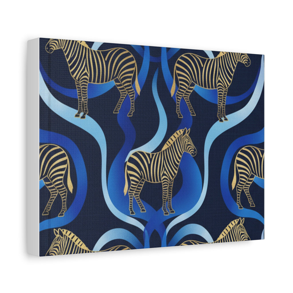 Blue Abstract Zebra Matte Canvas Wall Art