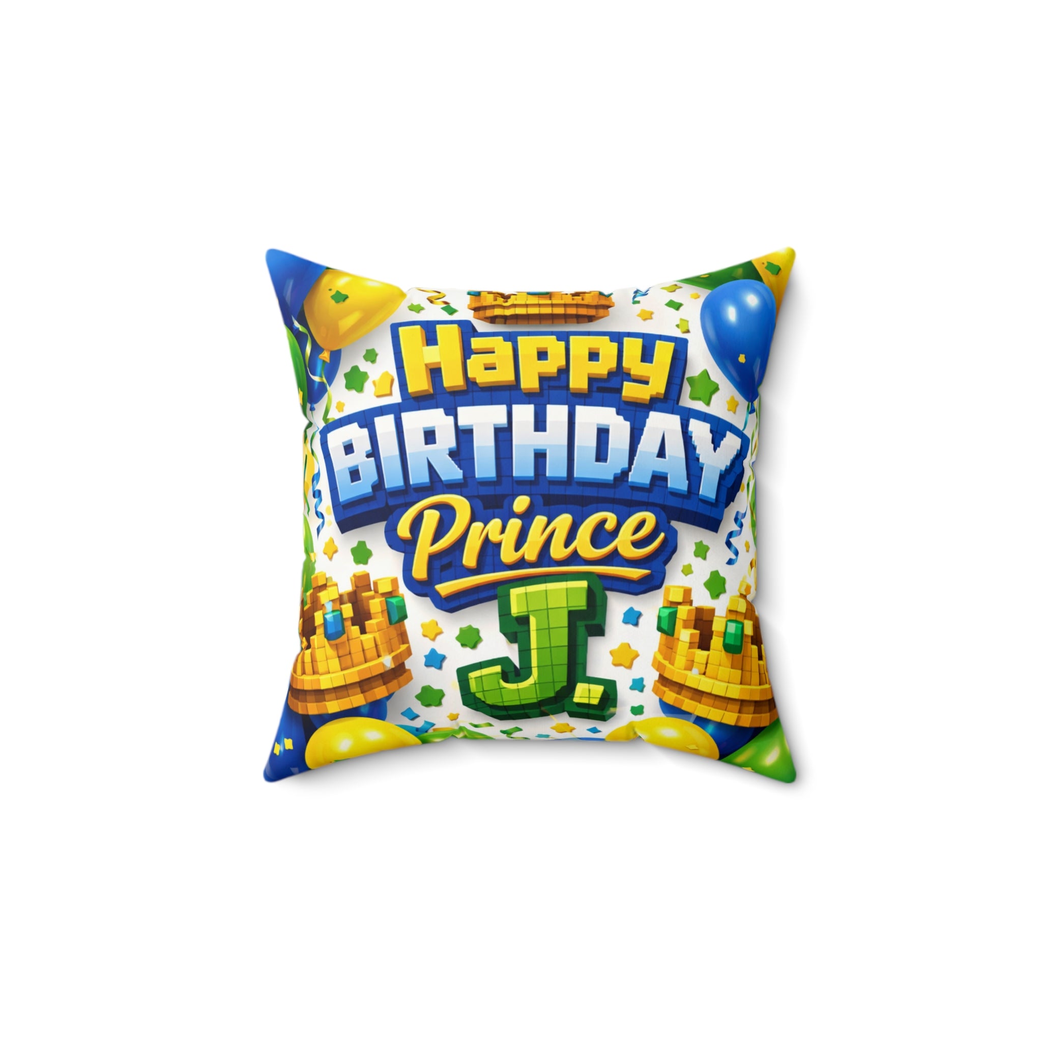 Happy Birthday Prince Pillow — Kids' Birthday Decorative Throw Pillow