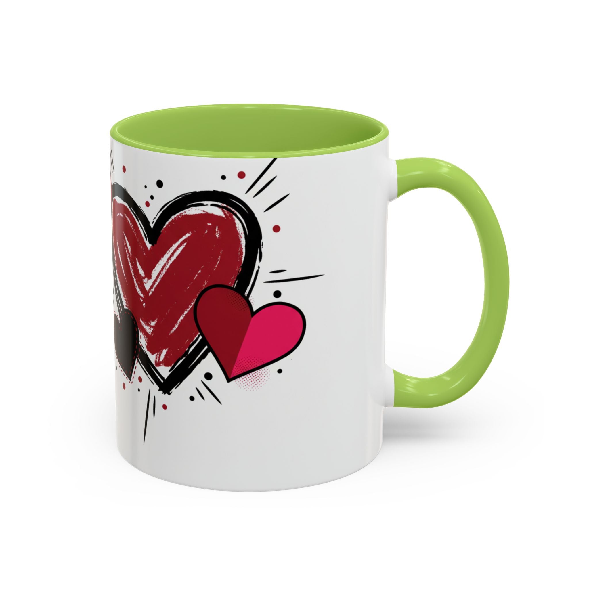 Hand-Drawn Hearts Accent Coffee Mug – Romantic Valentine’s Day Gift (11/15oz)