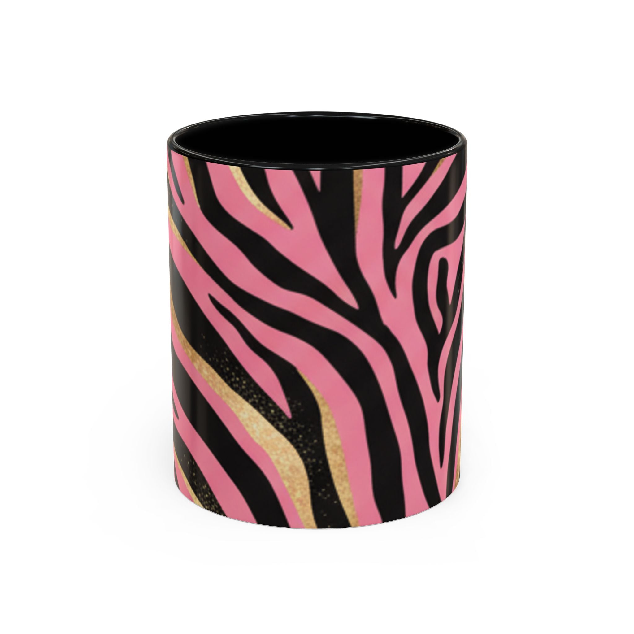Pink & Gold Zebra Accent Coffee Mug — Stylish Animal Print Ceramic Mug (11/15oz)