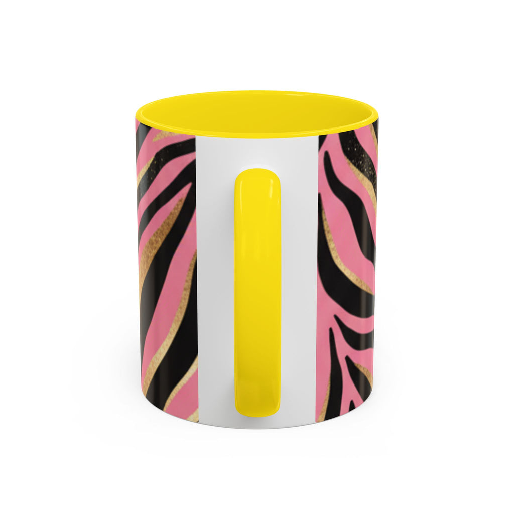 Pink & Gold Zebra Accent Coffee Mug — Stylish Animal Print Ceramic Mug (11/15oz)