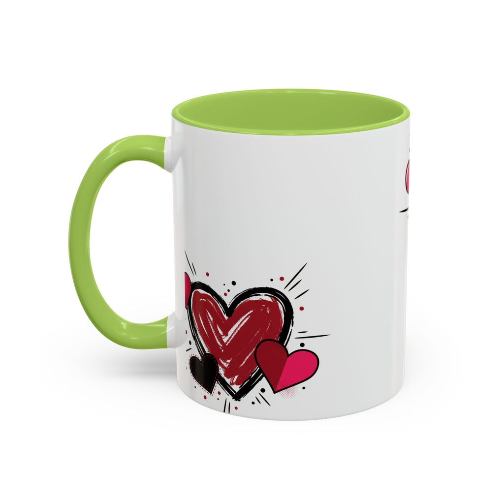 Hand-Drawn Hearts Accent Coffee Mug – Romantic Valentine’s Day Gift (11/15oz)