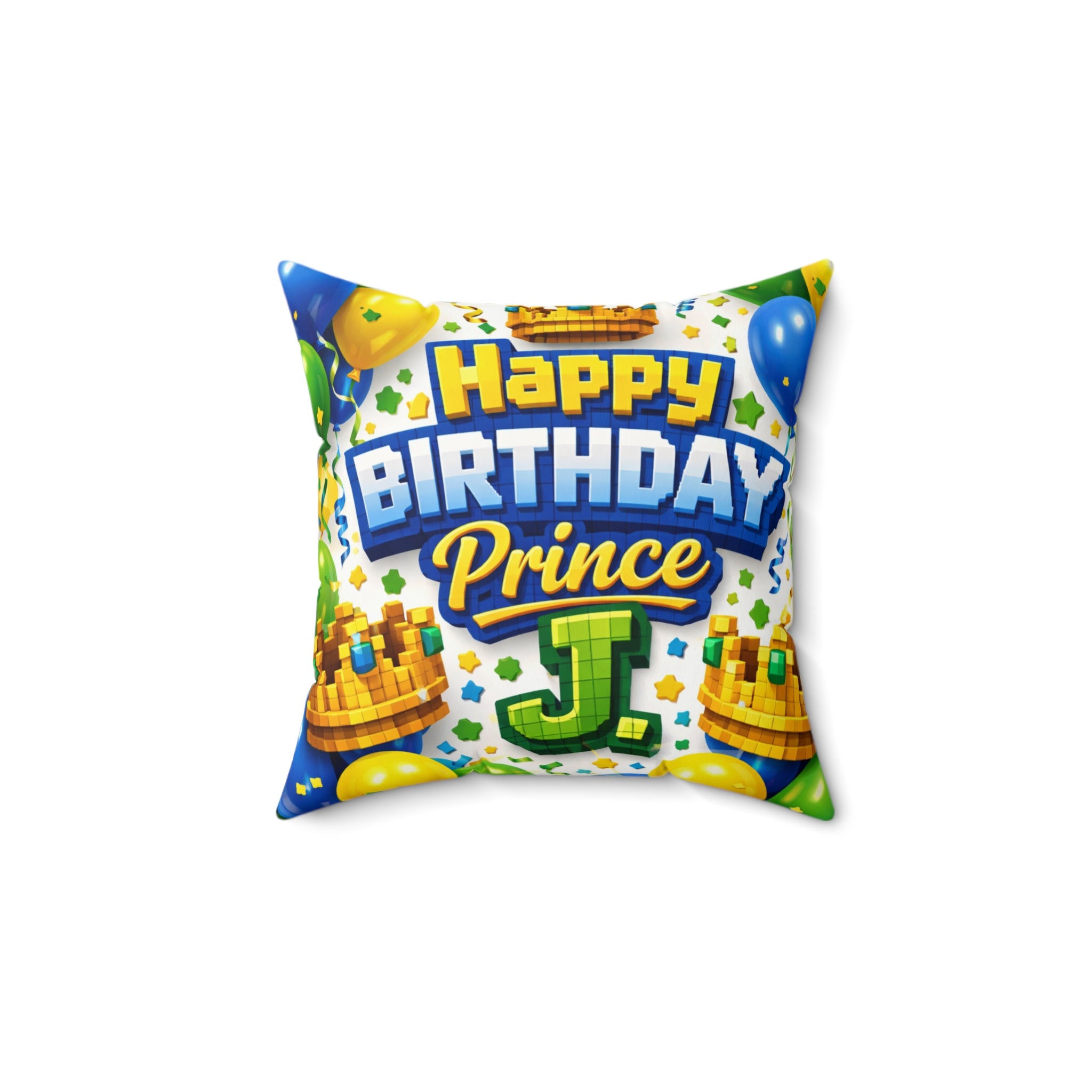 Happy Birthday Prince Pillow — Kids' Birthday Decorative Throw Pillow