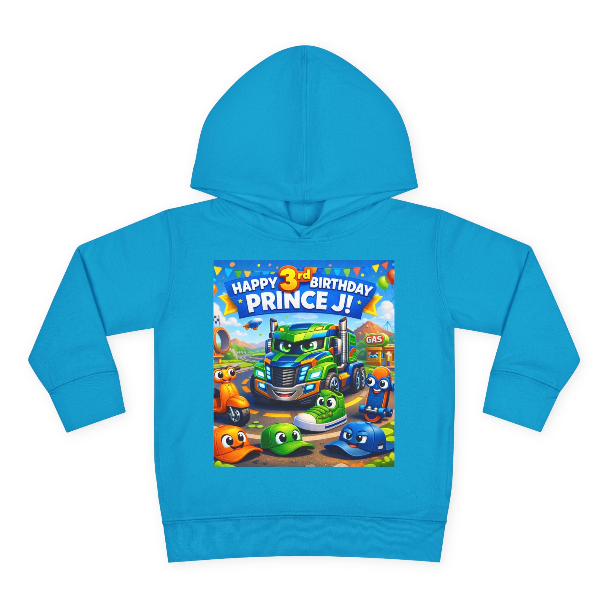 Toddler Hoodie — Colorful Birthday Truck & Candy Party Kids Pullover