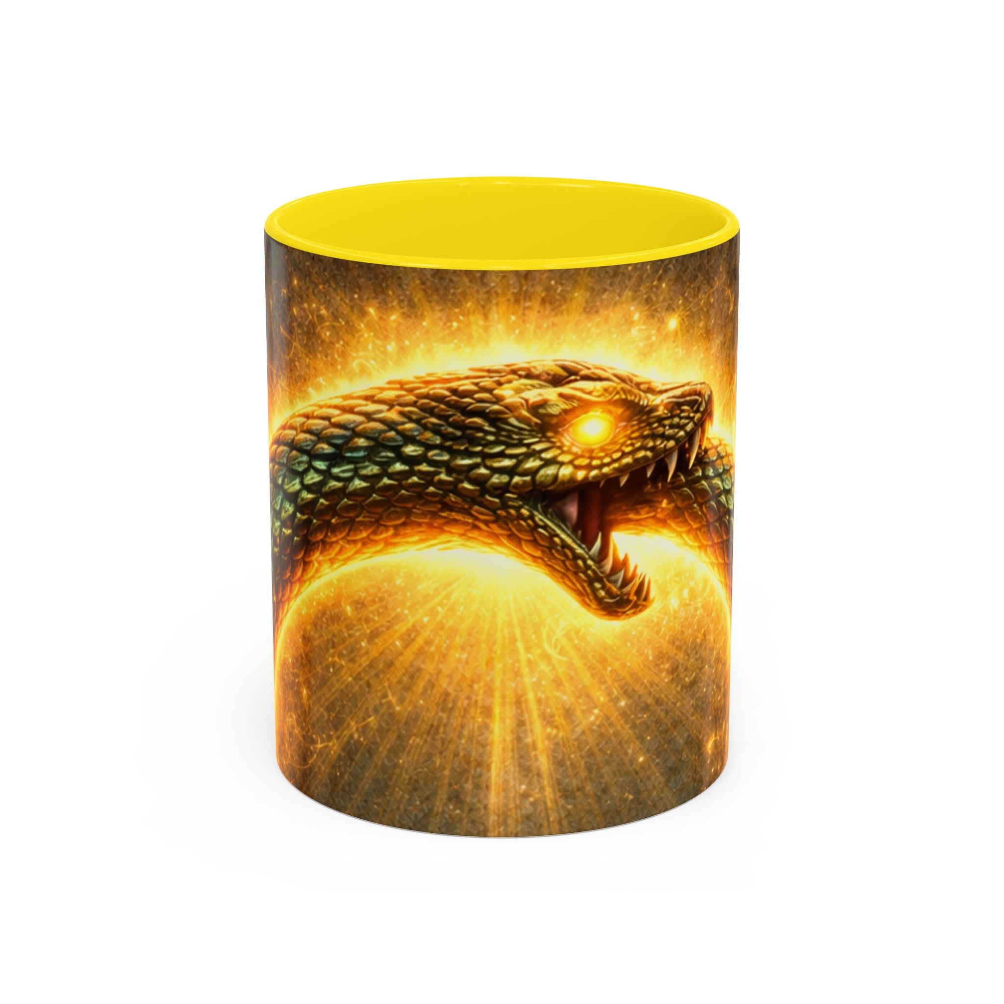 Ouroboros Serpent Accent Coffee Mug — Fiery Mythic Snake Design (11/15oz)