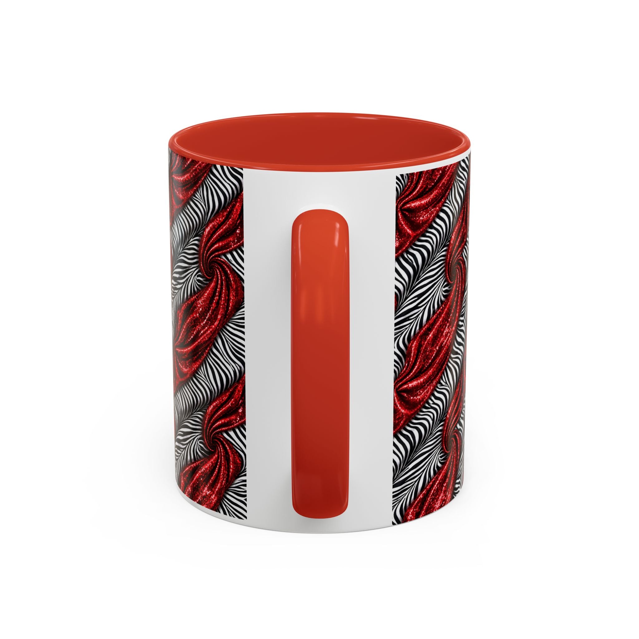 Red & Black Abstract Wave Accent Coffee Mug — Bold Patterned 11/15oz Ceramic