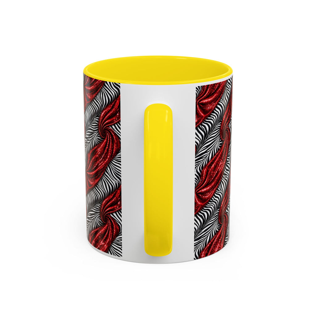 Red & Black Abstract Wave Accent Coffee Mug — Bold Patterned 11/15oz Ceramic