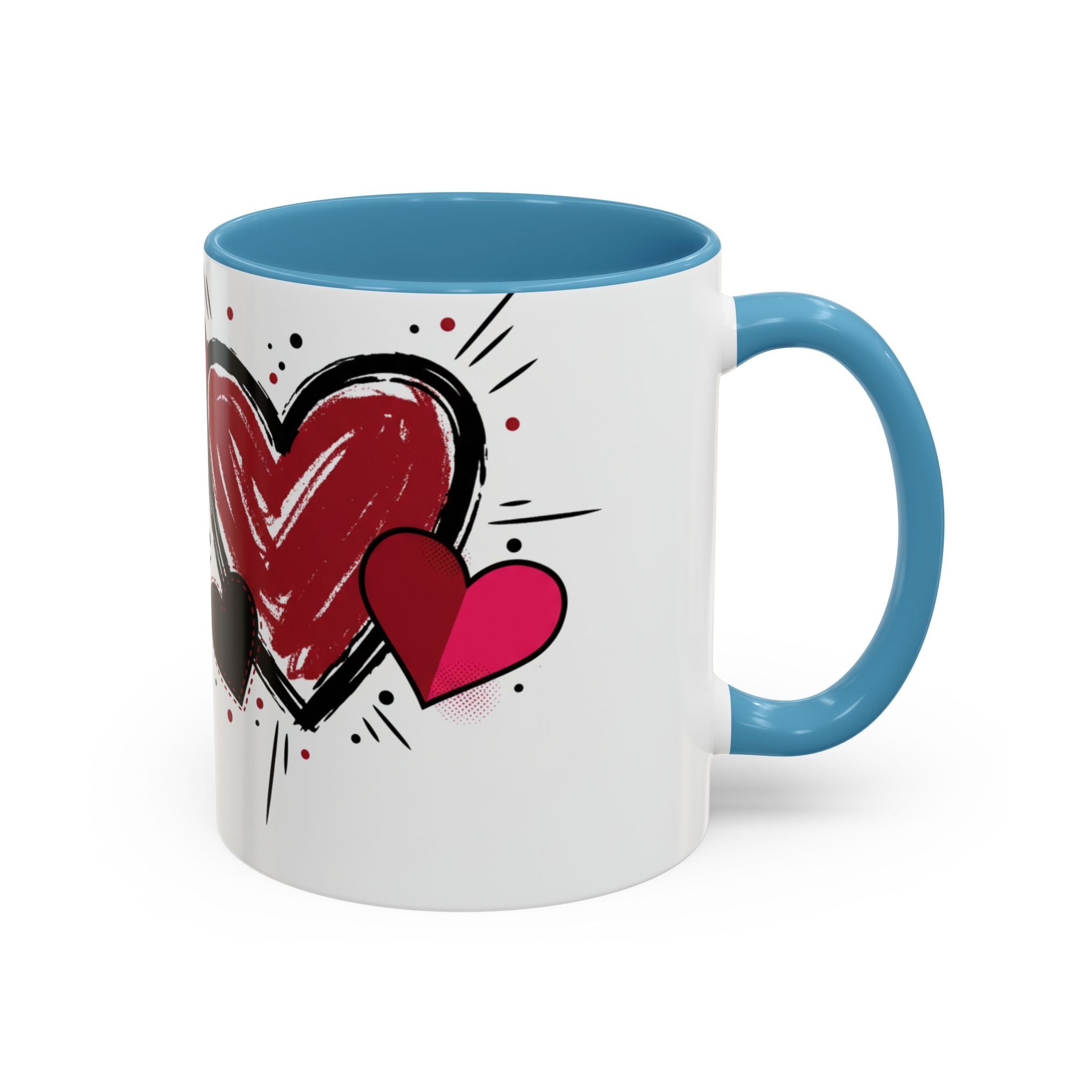 Hand-Drawn Hearts Accent Coffee Mug – Romantic Valentine’s Day Gift (11/15oz)