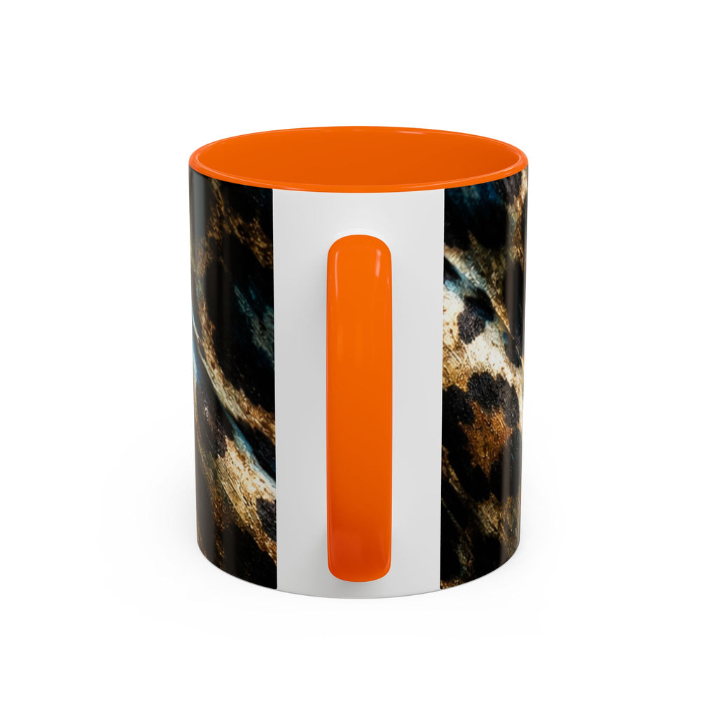 Teal Leopard Accent Coffee Mug — Bold Animal Print Ceramic Mug (11/15 oz)