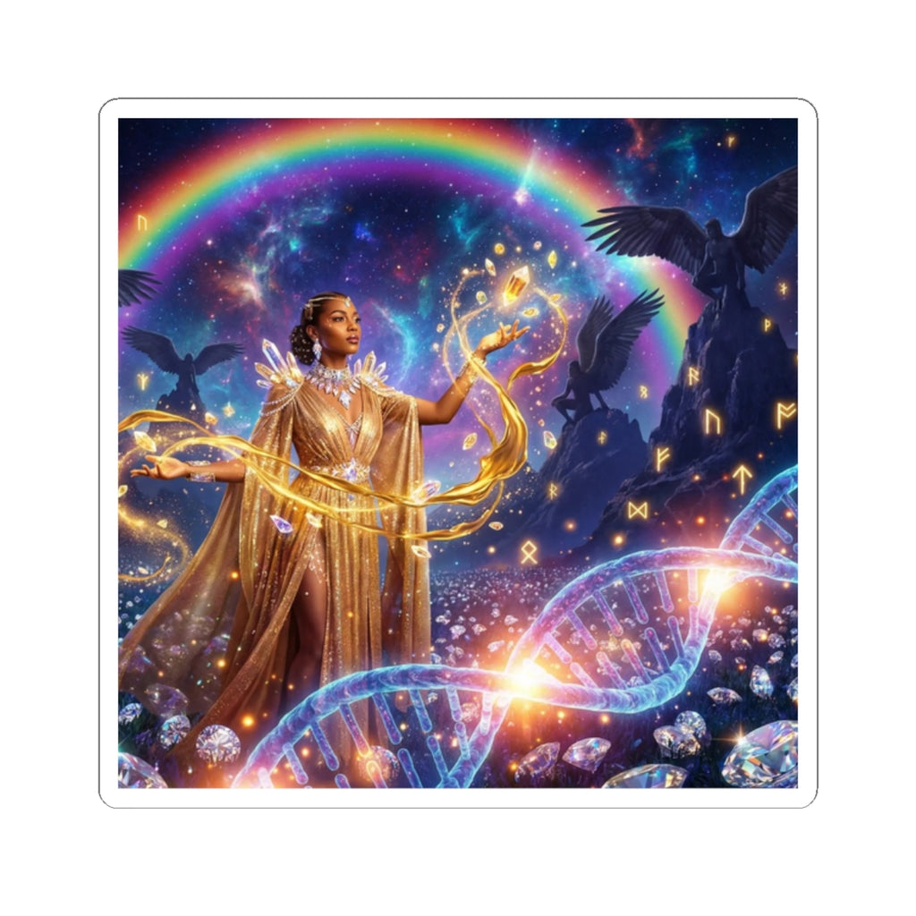 Mystic Rainbow Guardian Sticker — Magical Cosmic Fantasy Kiss-Cut Decal