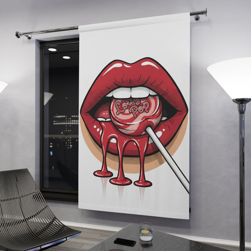 Candy Drip Window Curtain — Red Lips Lollipop Decorative Panel