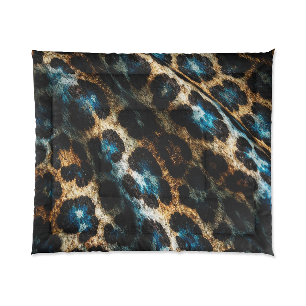 Leopard Print Comforter — Blue & Brown Luxe Animal Print Bedding
