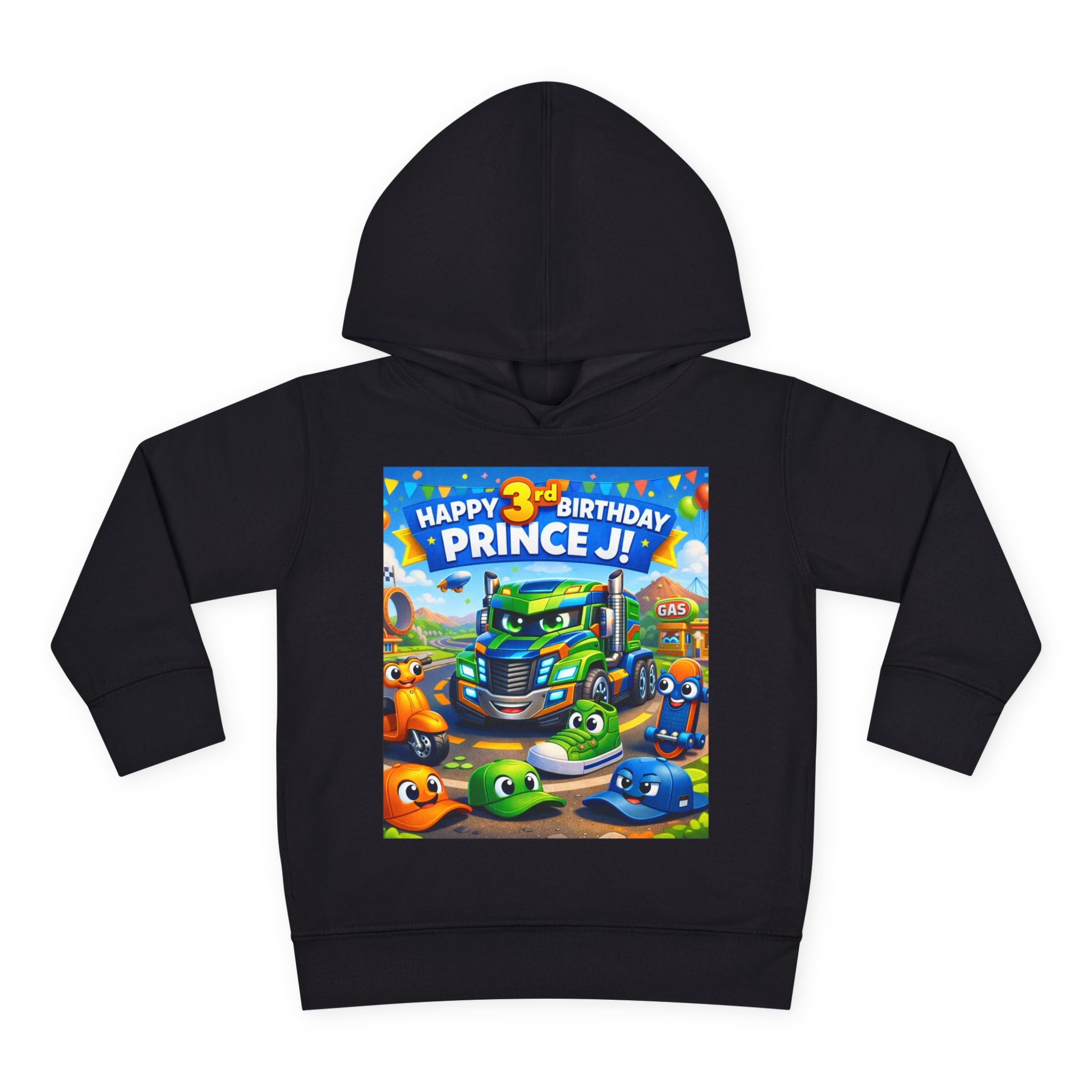 Toddler Hoodie — Colorful Birthday Truck & Candy Party Kids Pullover