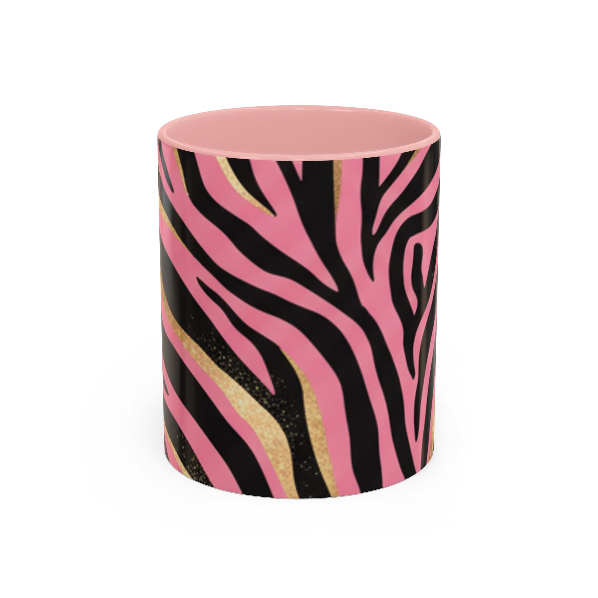 Pink & Gold Zebra Accent Coffee Mug — Stylish Animal Print Ceramic Mug (11/15oz)