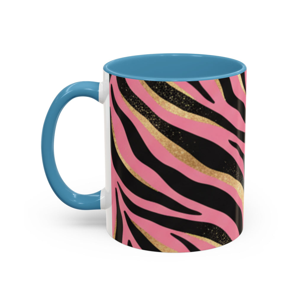 Pink & Gold Zebra Accent Coffee Mug — Stylish Animal Print Ceramic Mug (11/15oz)