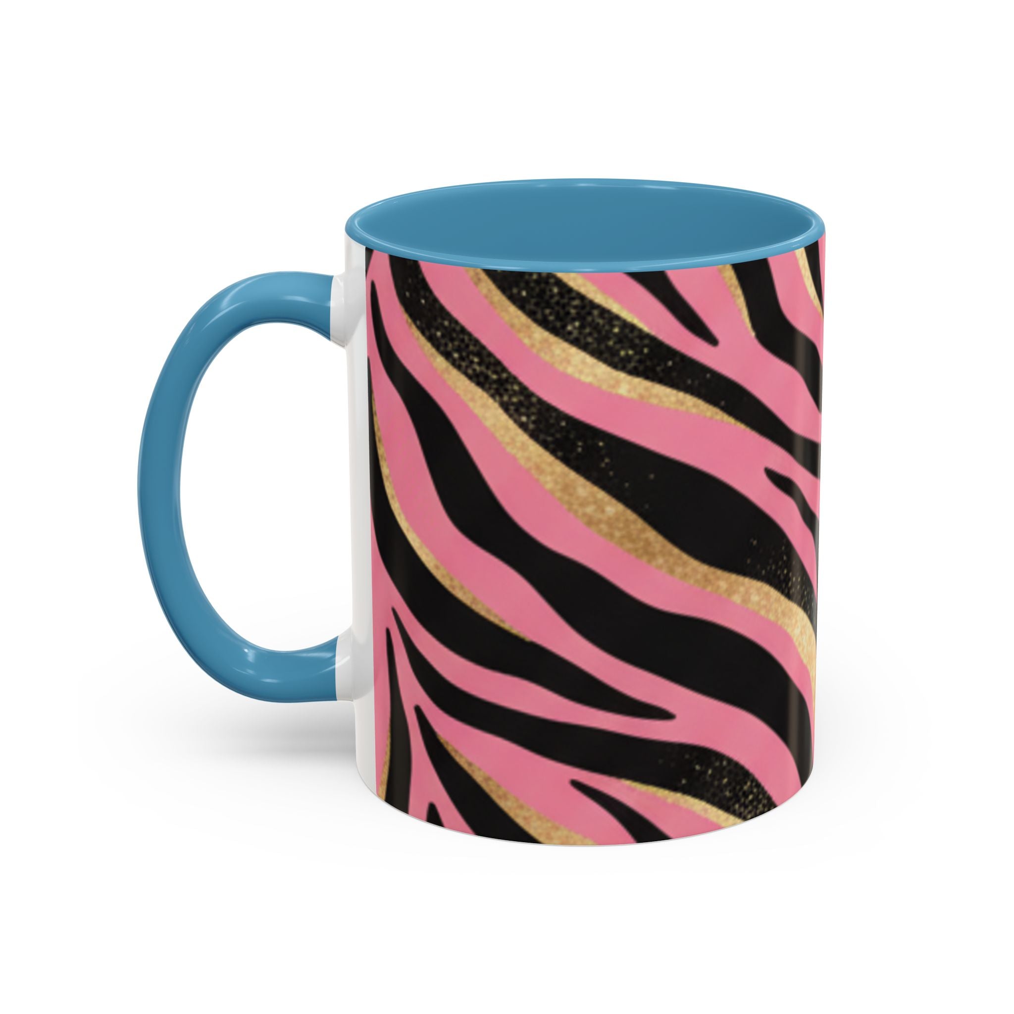 Pink & Gold Zebra Accent Coffee Mug — Stylish Animal Print Ceramic Mug (11/15oz)