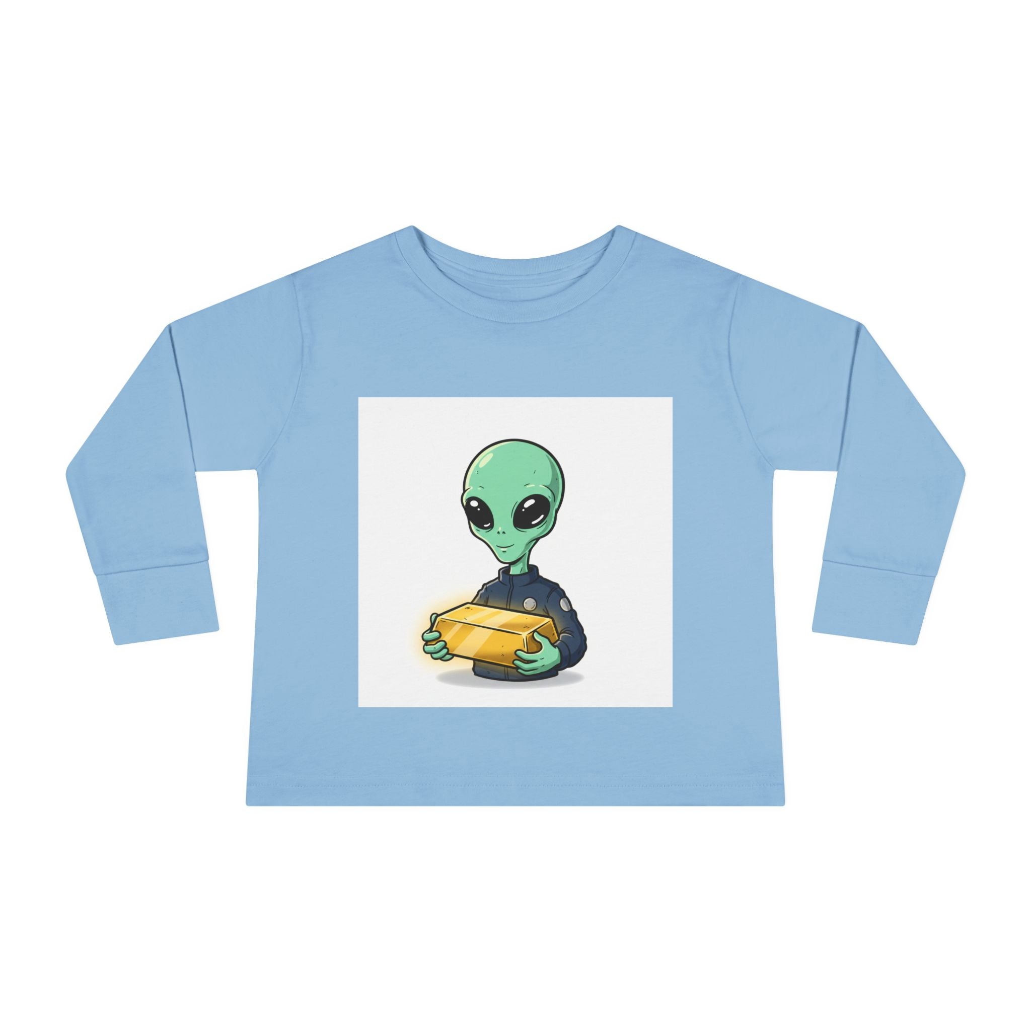 Alien Holding Gold Bar Toddler Long Sleeve Tee