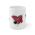 Heart Sketch Mug — Hand-Drawn Red & Pink Hearts Coffee Cup (Valentine’s Day Gift)