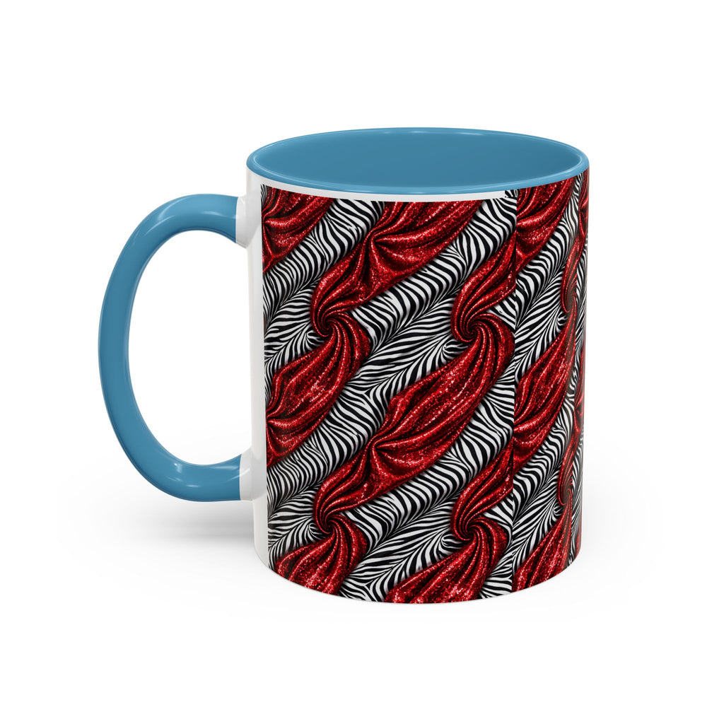 Red & Black Abstract Wave Accent Coffee Mug — Bold Patterned 11/15oz Ceramic