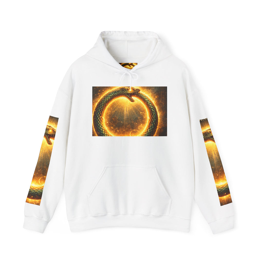 Ouroboros Flame Hoodie — Mystical Serpent Circle Pullover