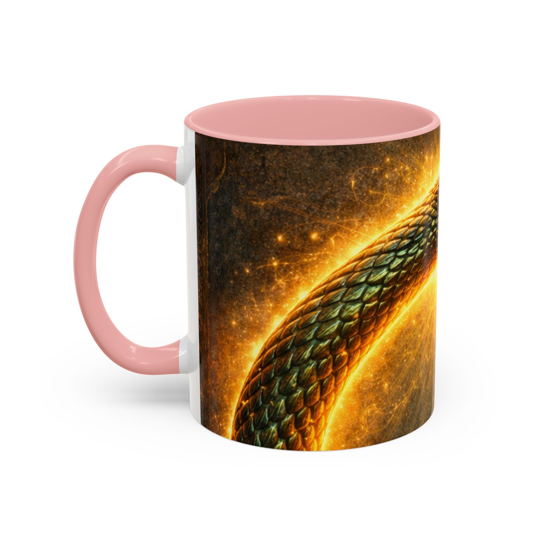 Ouroboros Serpent Accent Coffee Mug — Fiery Mythic Snake Design (11/15oz)