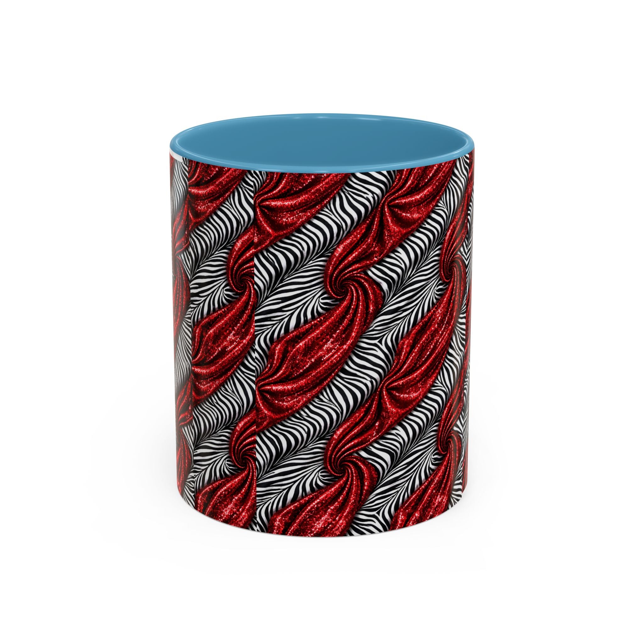 Red & Black Abstract Wave Accent Coffee Mug — Bold Patterned 11/15oz Ceramic