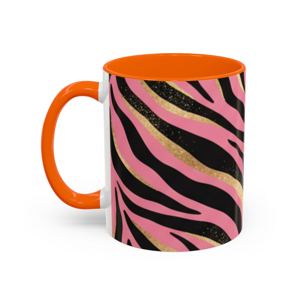 Pink & Gold Zebra Accent Coffee Mug — Stylish Animal Print Ceramic Mug (11/15oz)