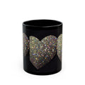 Black Glitter Heart Mug — Sparkling Heart Coffee Cup (11oz, 15oz)