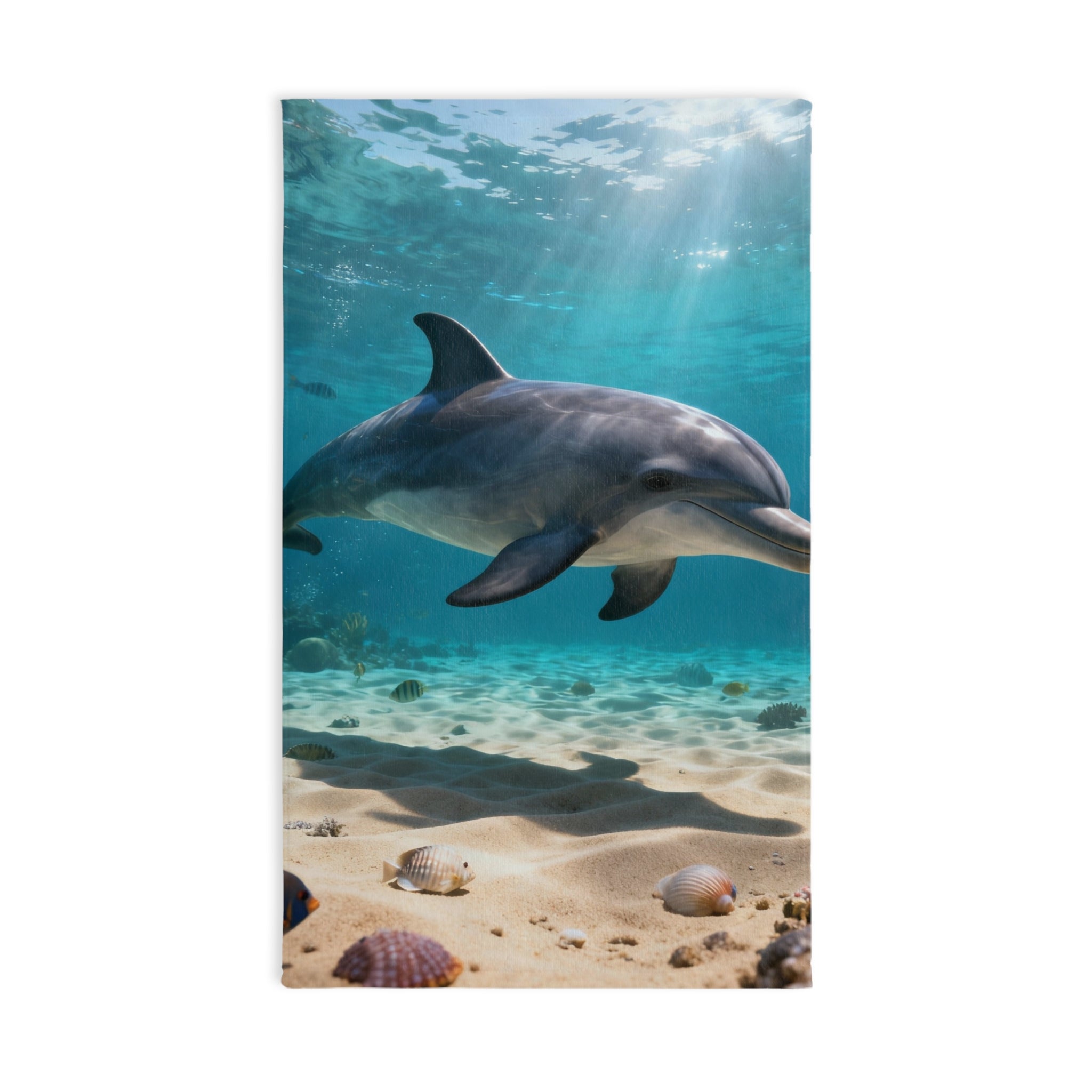 Dolphin Ocean Hand Towel — Underwater Beach Scene