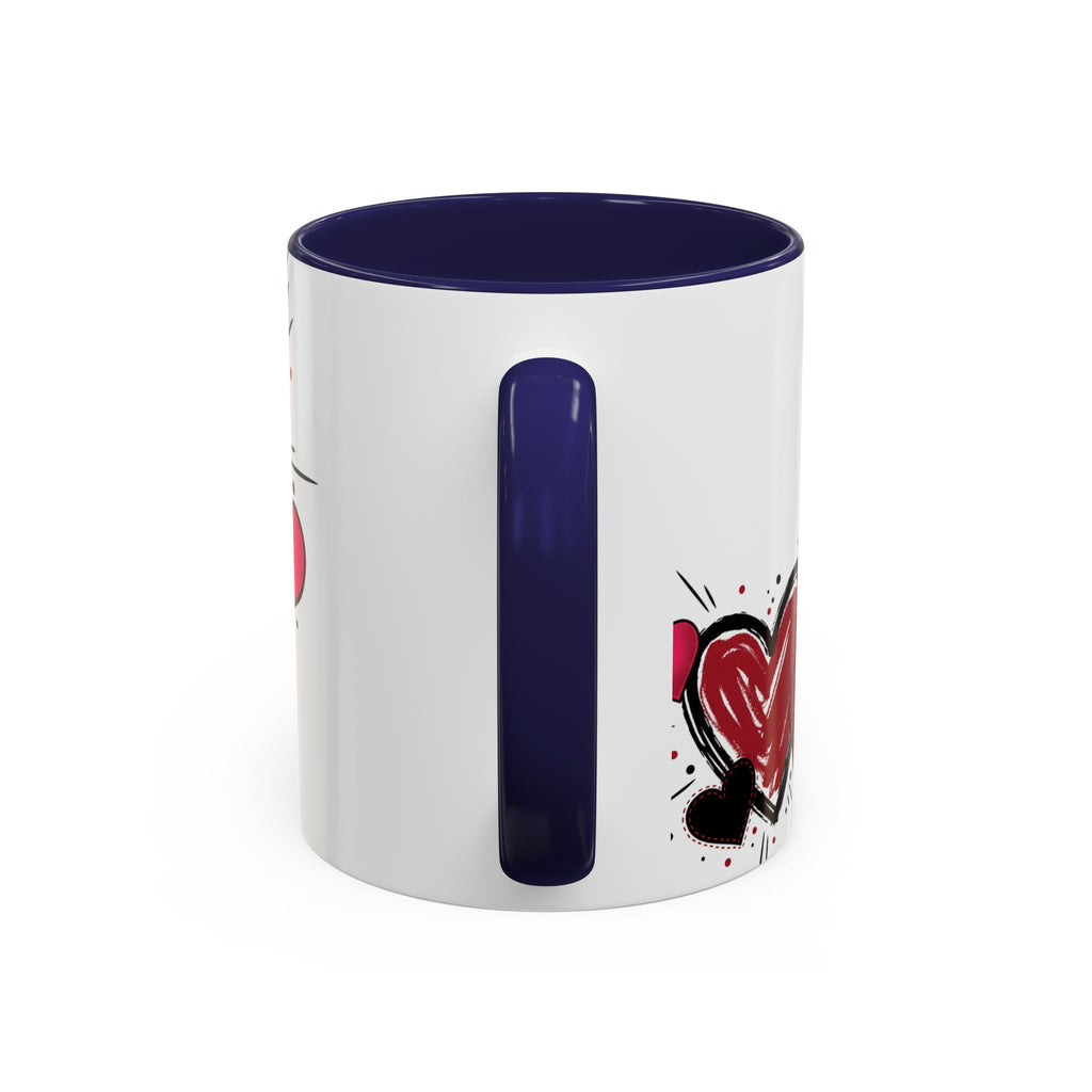 Hand-Drawn Hearts Accent Coffee Mug – Romantic Valentine’s Day Gift (11/15oz)