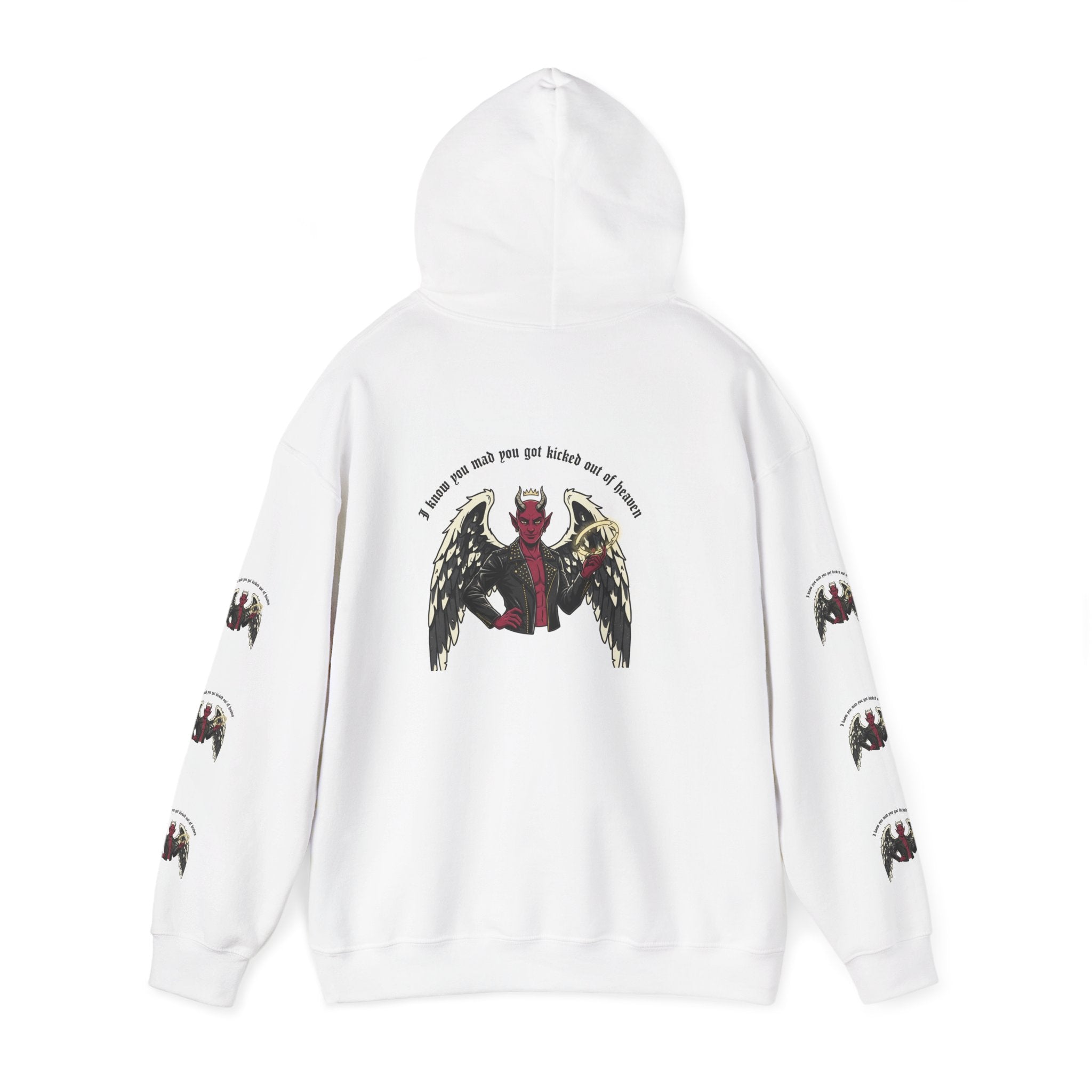 Devil Angel Wings Hoodie — Gothic Graphic Pullover with Sleeve Prints