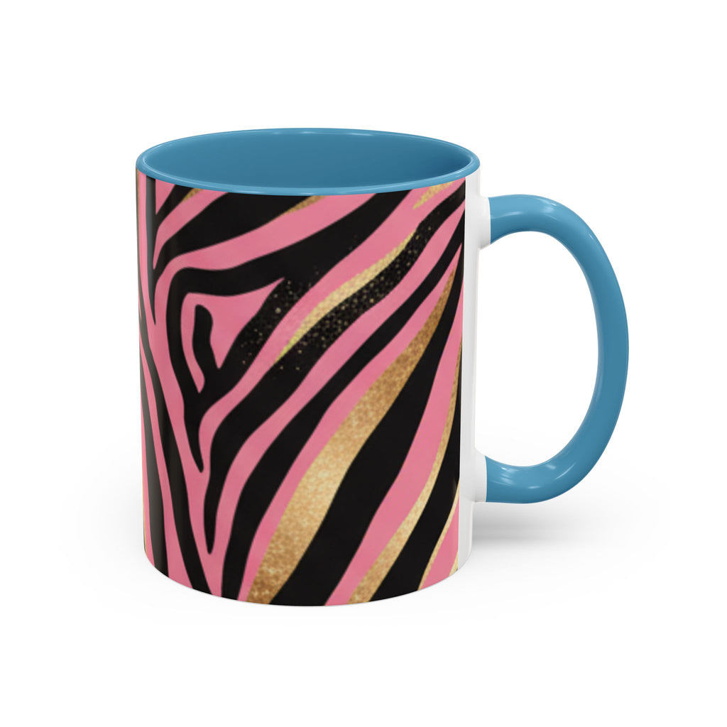 Pink & Gold Zebra Accent Coffee Mug — Stylish Animal Print Ceramic Mug (11/15oz)
