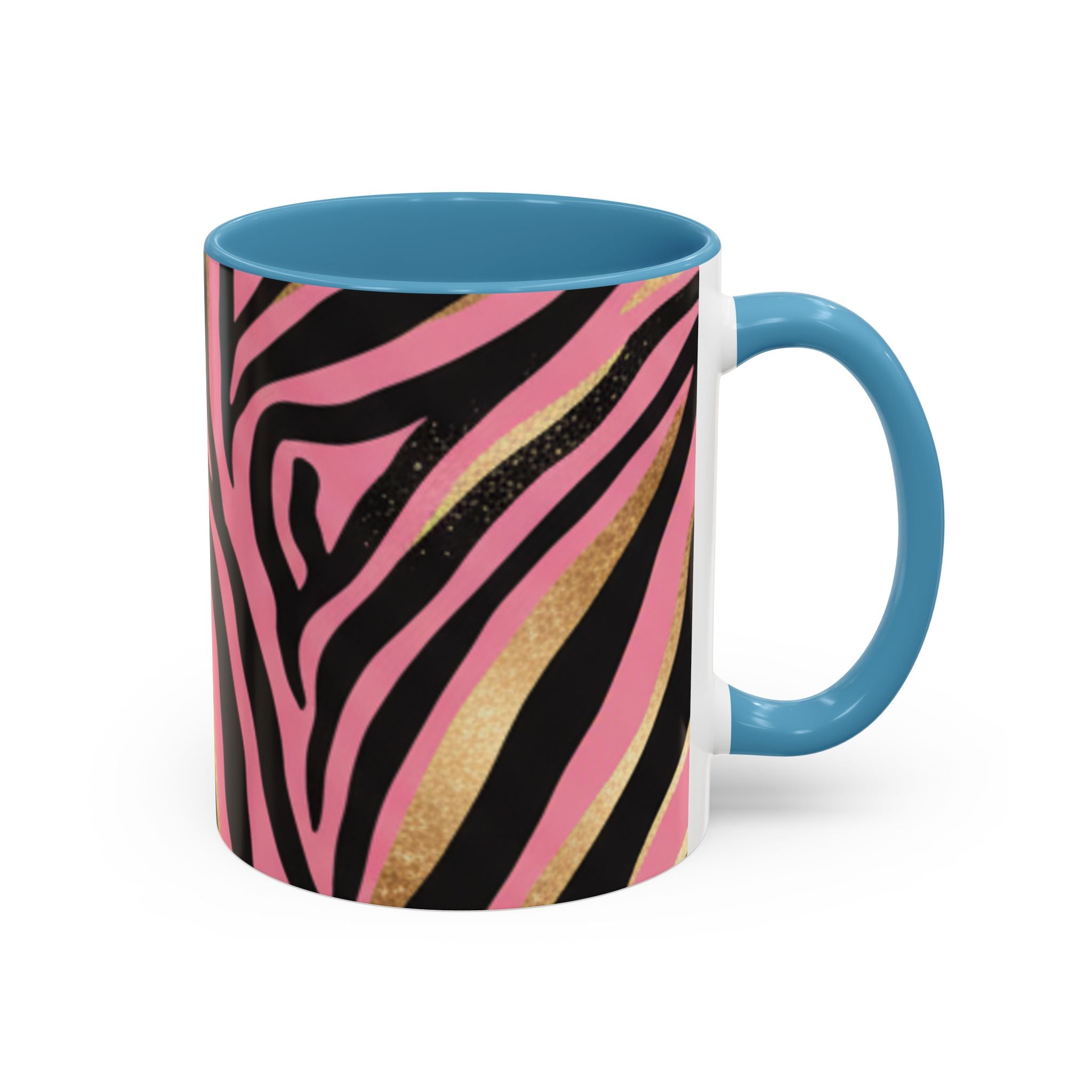 Pink & Gold Zebra Accent Coffee Mug — Stylish Animal Print Ceramic Mug (11/15oz)