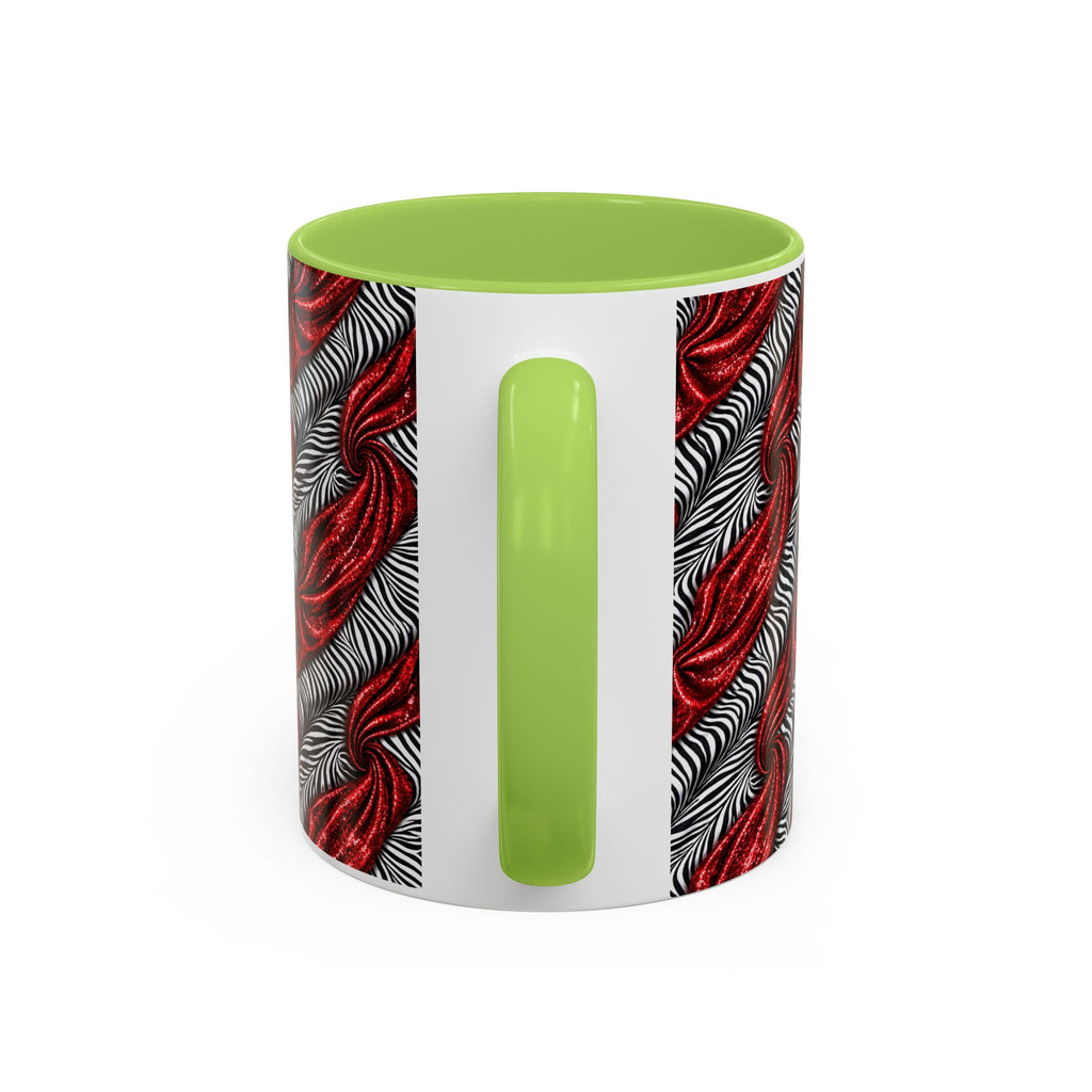 Red & Black Abstract Wave Accent Coffee Mug — Bold Patterned 11/15oz Ceramic