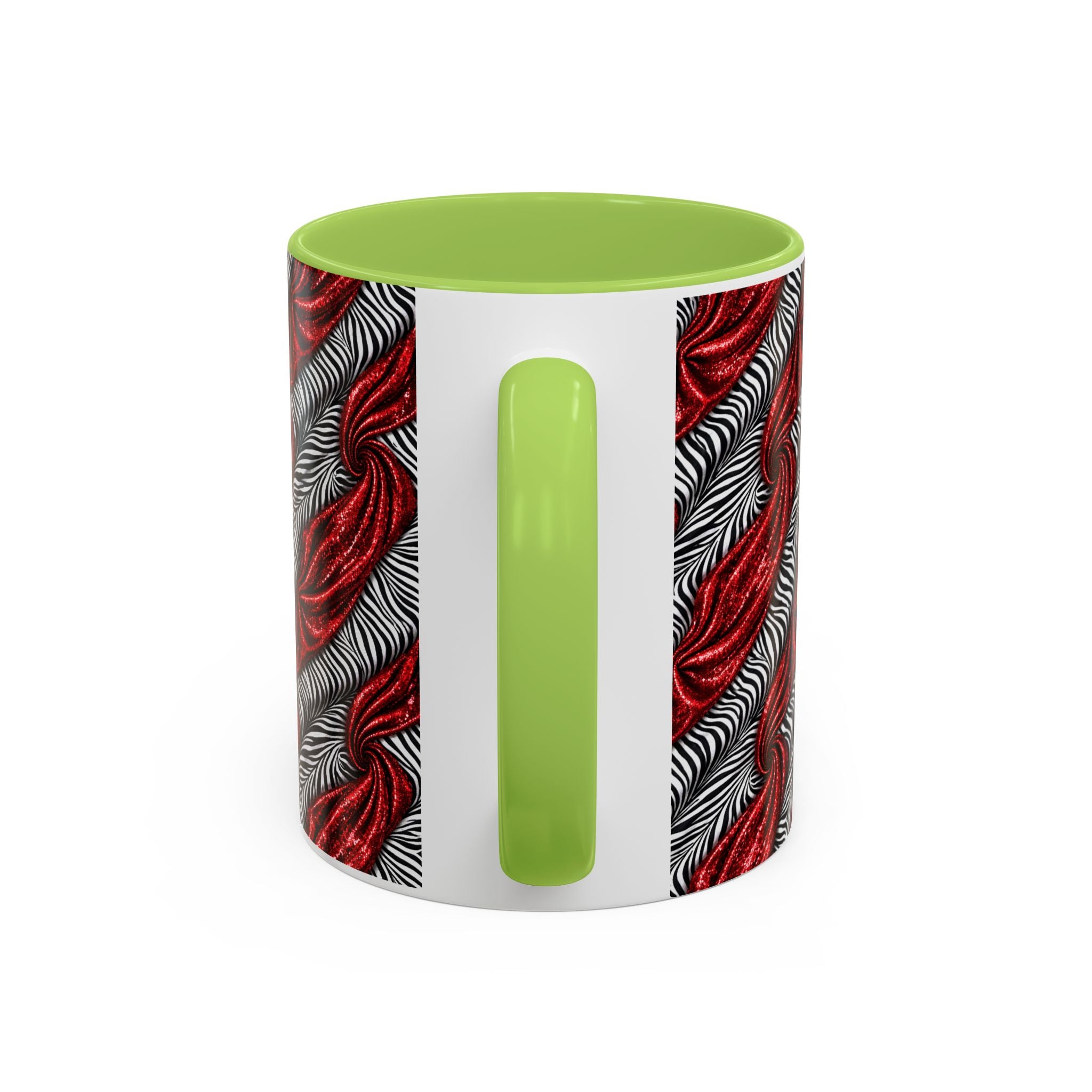 Red & Black Abstract Wave Accent Coffee Mug — Bold Patterned 11/15oz Ceramic