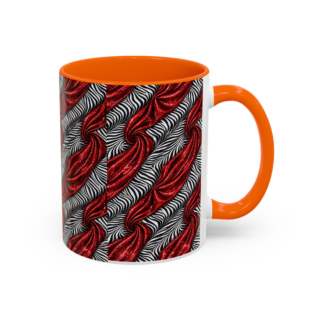 Red & Black Abstract Wave Accent Coffee Mug — Bold Patterned 11/15oz Ceramic
