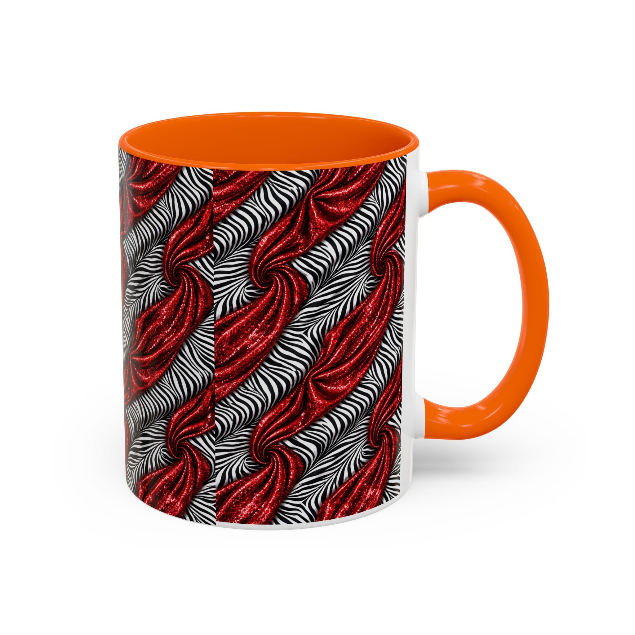 Red & Black Abstract Wave Accent Coffee Mug — Bold Patterned 11/15oz Ceramic