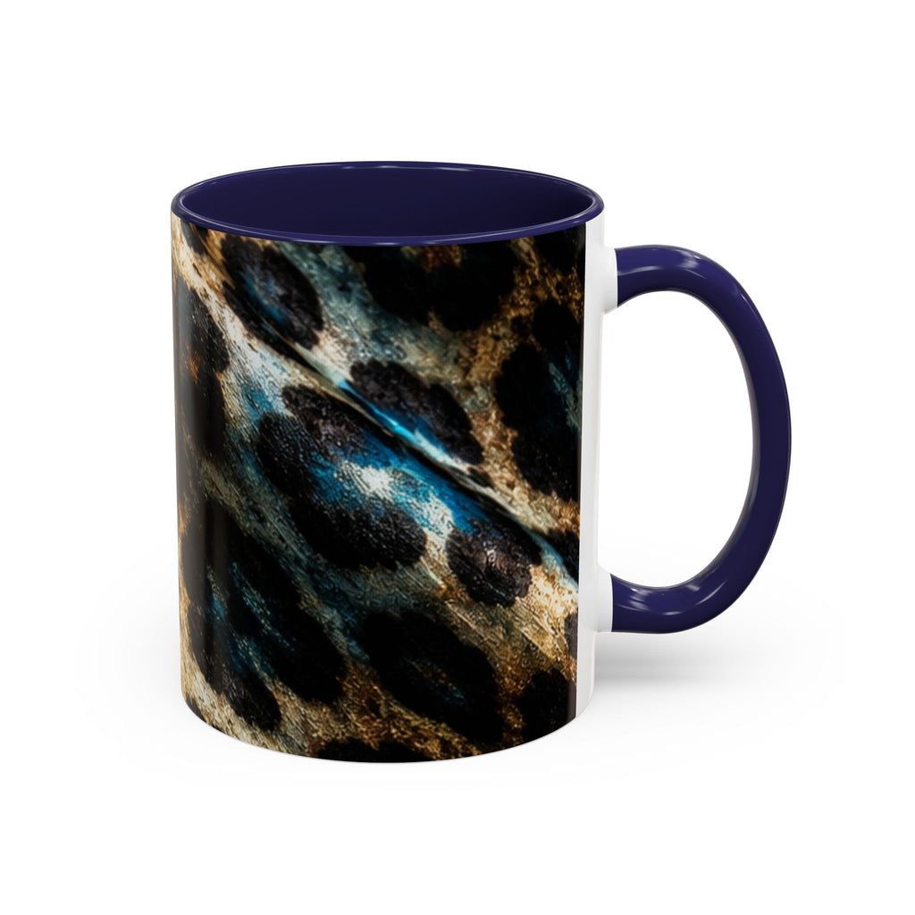 Teal Leopard Accent Coffee Mug — Bold Animal Print Ceramic Mug (11/15 oz)