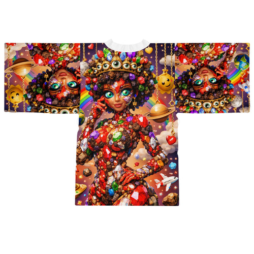 Colorful Gem Goddess Kimono — Long Sleeve Printed Robe