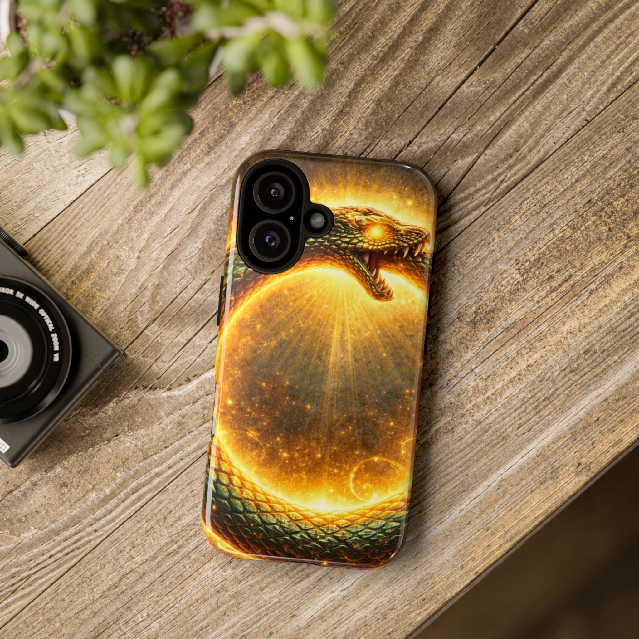 Phone Case — Golden Serpent Ouroboros Design