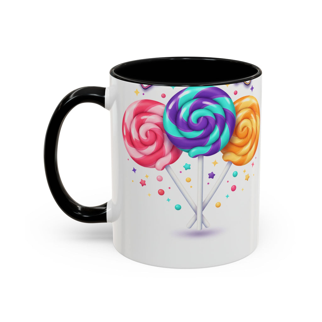 Lollipop Candy Coffee Mug — Colorful Swirl Sweets Accent Mug (11/15oz)