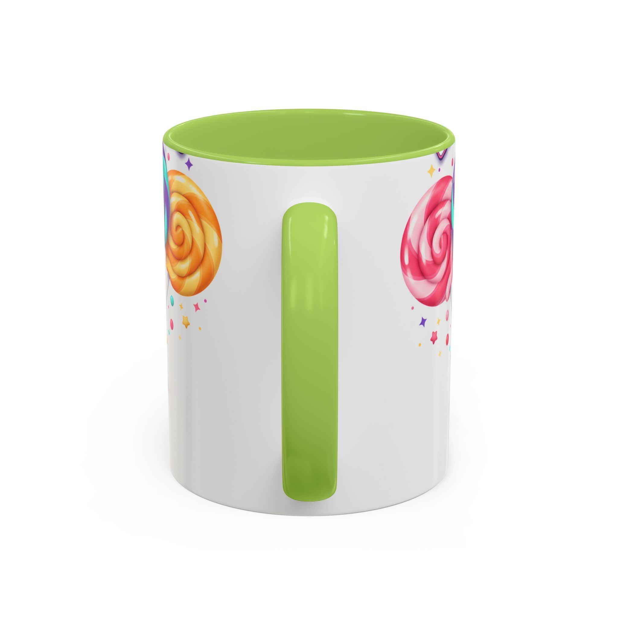 Lollipop Candy Coffee Mug — Colorful Swirl Sweets Accent Mug (11/15oz)