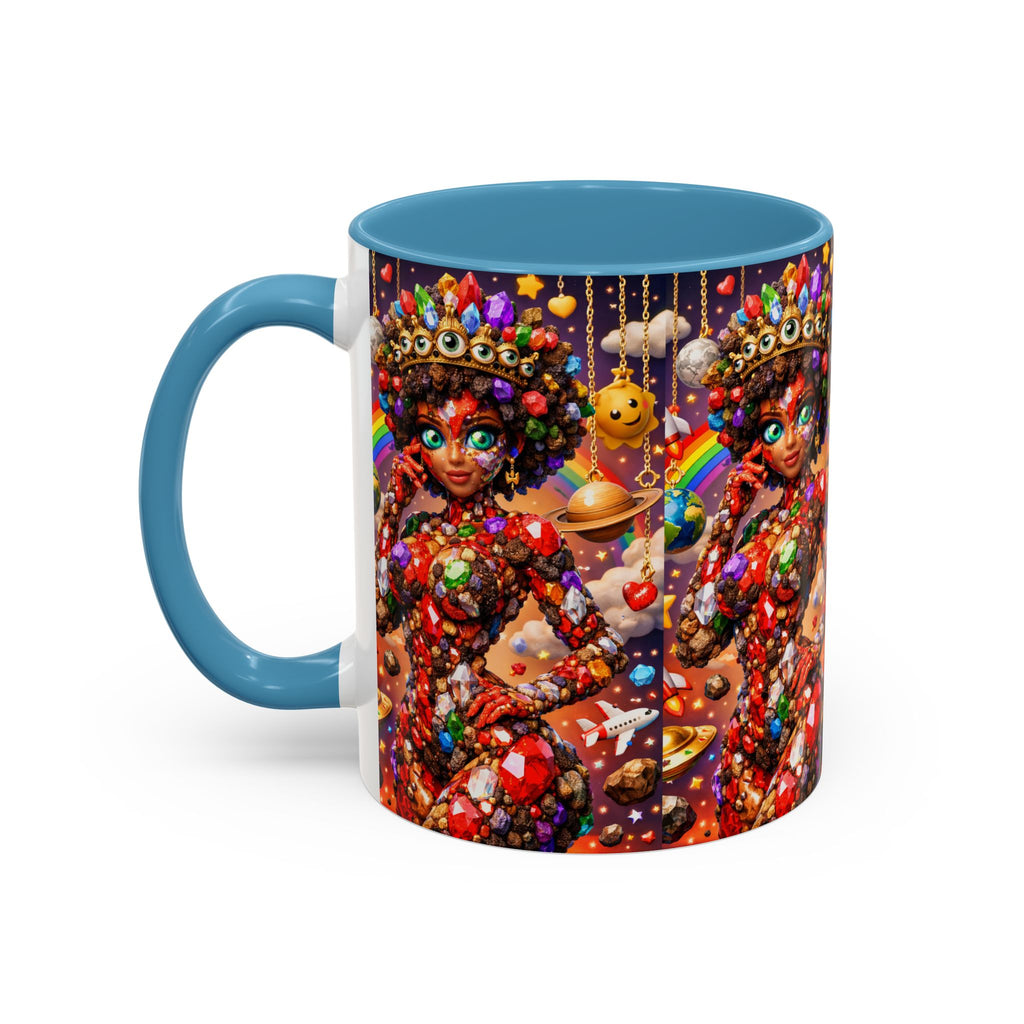 Celestial Candy Goddess Accent Coffee Mug — Colorful Cosmic Fantasy 11/15oz