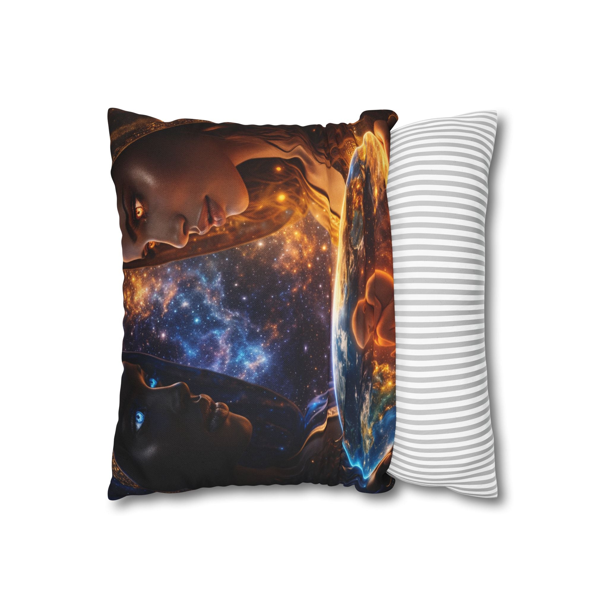 Cosmic Conception Pillow — Galaxy Mother & Child Decorative Throw Pillow